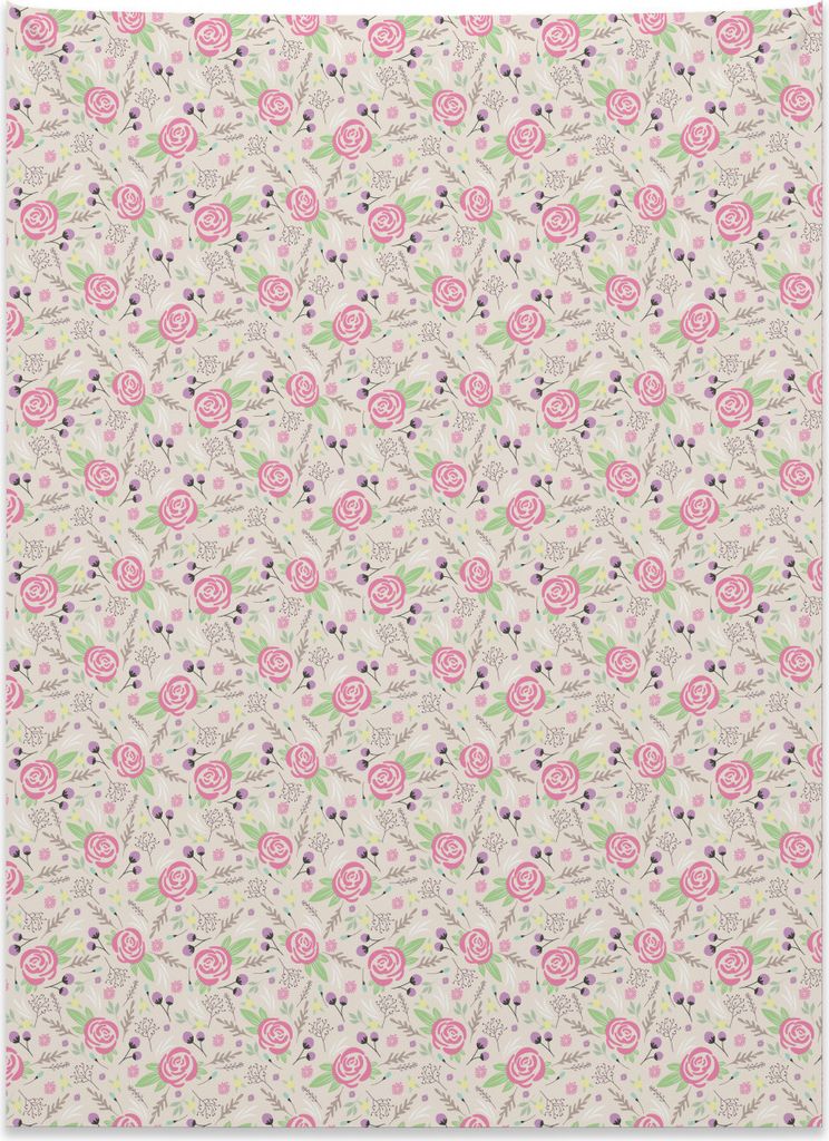 Abakuhaus Blumen Wandteppich, Silhouette Rosenknospen aus Weiches Mikrofaser Stoff Kein Verblassen Klare Farben Waschbar, 110 x 150 cm, Mehrfarbig