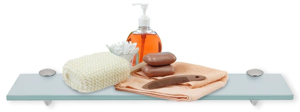 Peviasot Glasablage Bad 60x10 cm Milchglas Wandregal Badezimmer Ablage ESG Sicherheitsglas wandmontiert