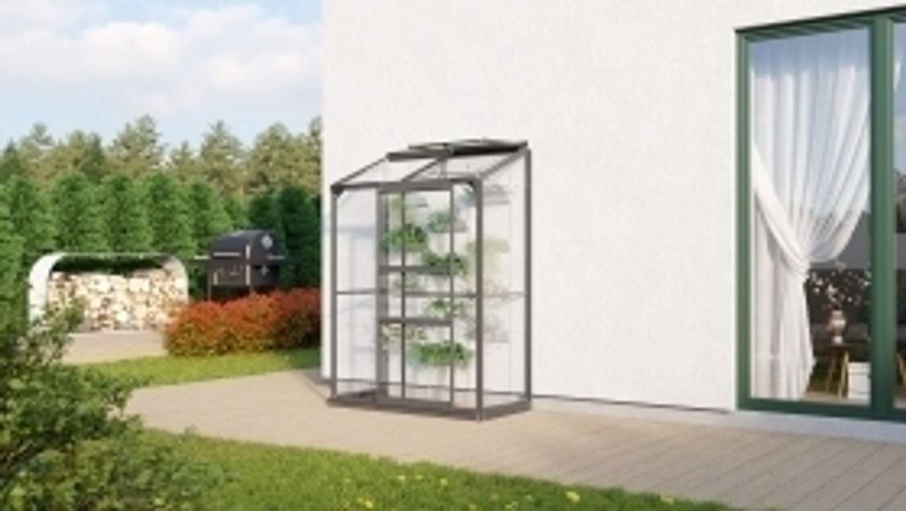 Vitavia Anlehn-Gewächshaus "Styx 900" schwarz 0,9 m² 3 mm ESG