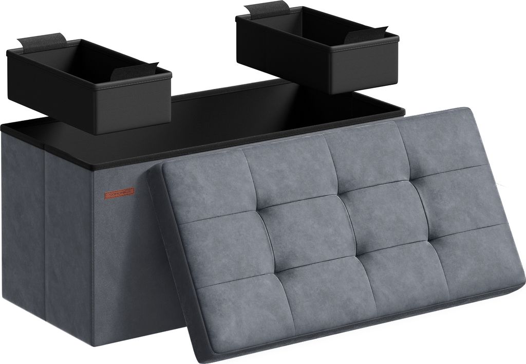 SONGMICS Sitzbank mit 2 extra Aufbewahrungsboxen, klappbar, Produktbild 