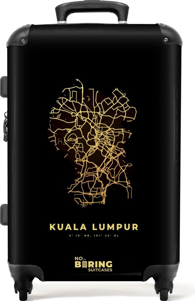 NoBoringSuitcases.com Großer Koffer - Karte - Gold - Karte - Kuala Lumpur - Malaysia - Kombinationsschloss TSA - Hartschalen Trolley 4 Rollen - ...