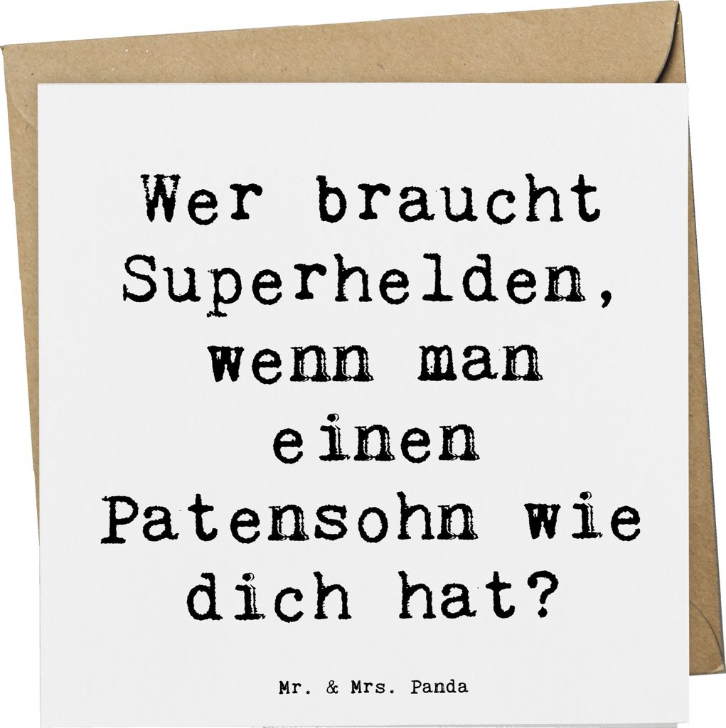 Mr. & Mrs. Panda Glückwunschkarte Spruch Patensohn Held - Weiß - Geschenk, einzigartige Designs, Grußkarte, doppelkarte, Klappkarte, Unterstütz...