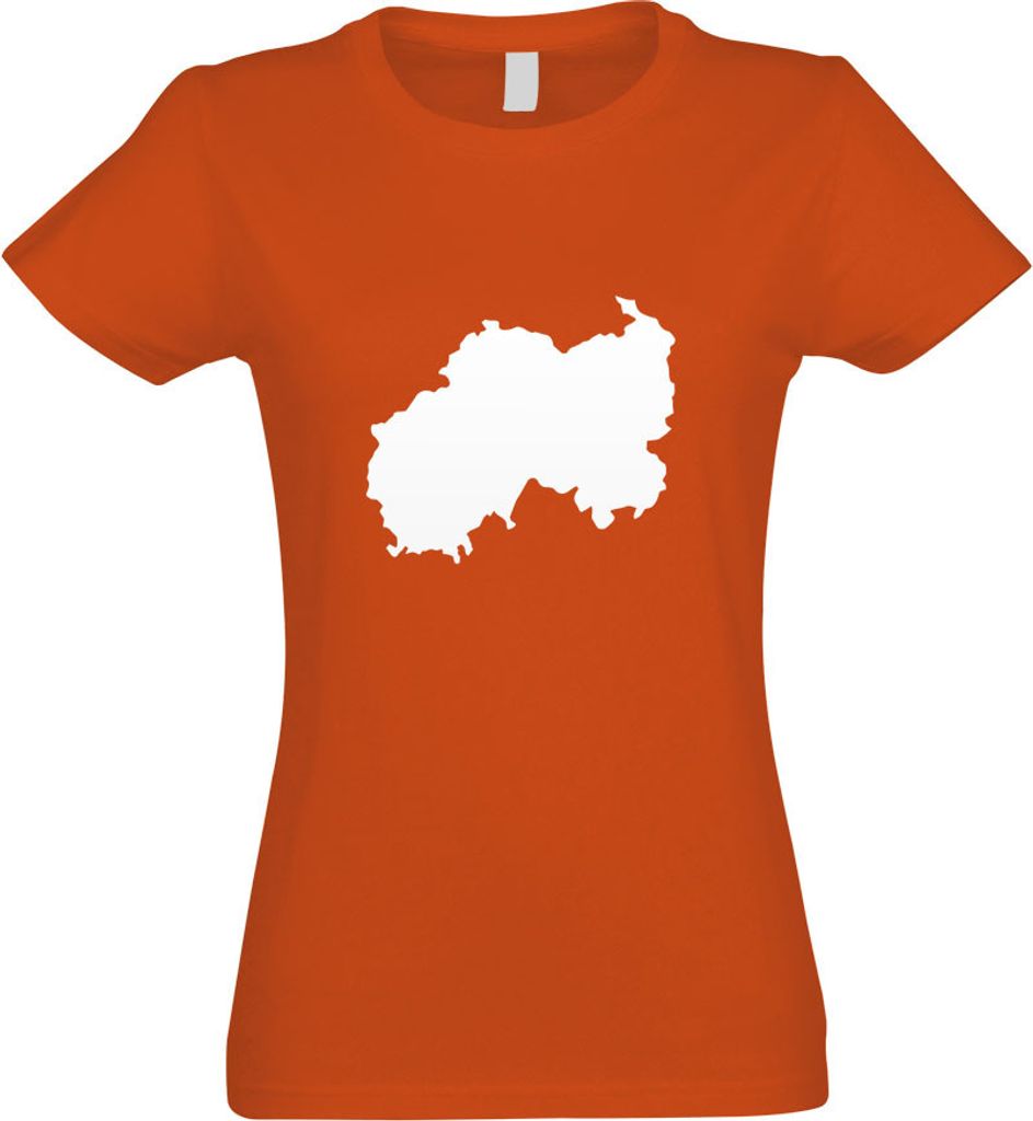 Kiwistar - T-Shirt tailliert - Damen - orange - Südossetien Umriss Kontur - mit Motiv Bedruckt - Funshirt Design - Sport - Freizeit - Damen - S