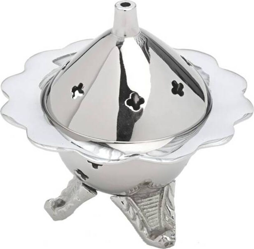 Räuchelschälchen mit Innenschale aus Messing Durchmesser 7cm Silbern Deko 7539