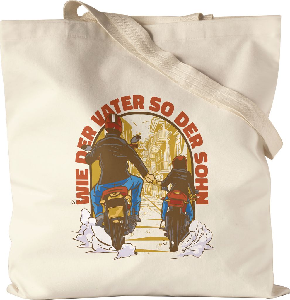 Wie der Vater so der Sohn Jutebeutel Stoffbeutel Canvas Papa Motocross Crossbike Geschenk Motorrad Vatertag