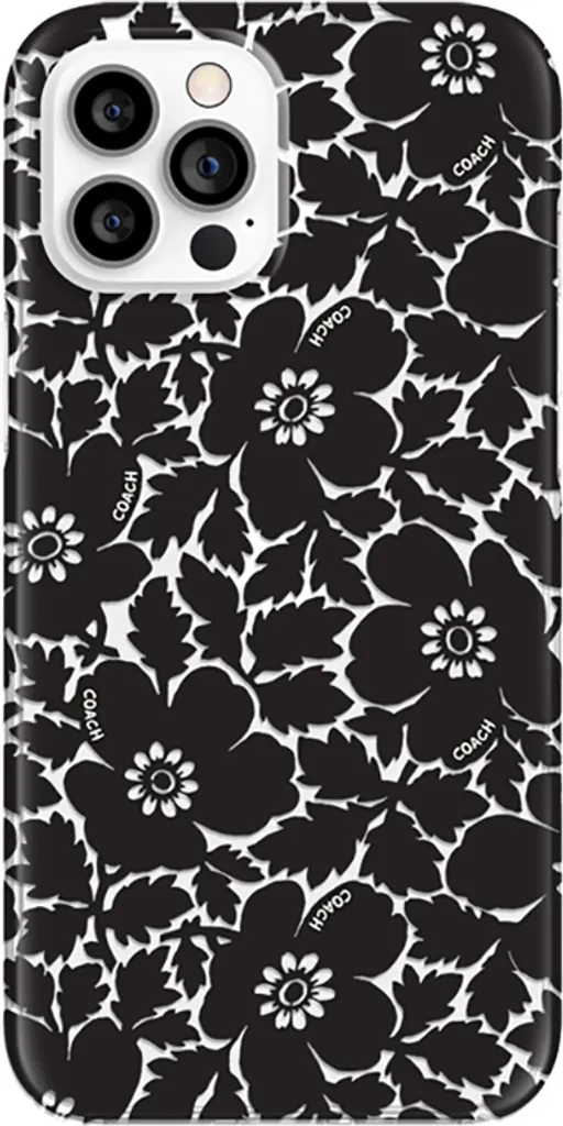 Coque Coach iPhone 12 Pro Max antichoc avec design floral noir Moody