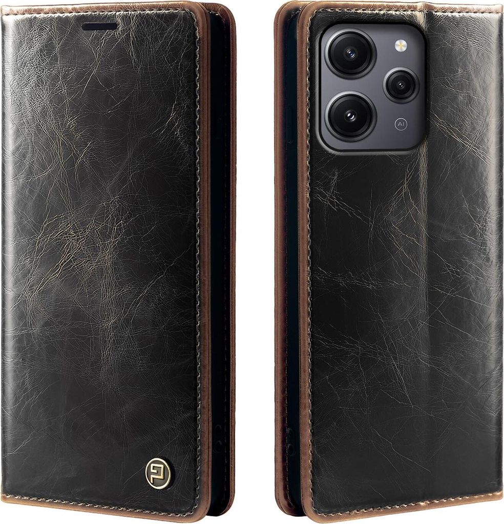 Handyhülle für Xiaomi Redmi 12 Kunstleder Flip Cover Hülle RFID Schutz Case Kartenfach Farbe: Dunkelbraun