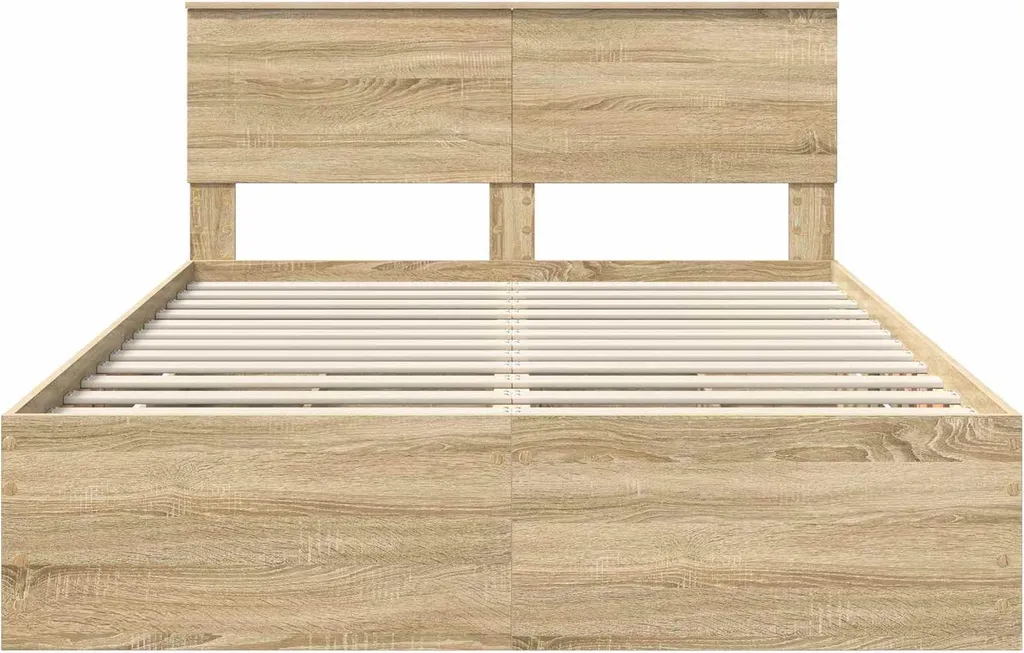 Cadre de lit robuste 150x200 imitation chêne clair mat - 8