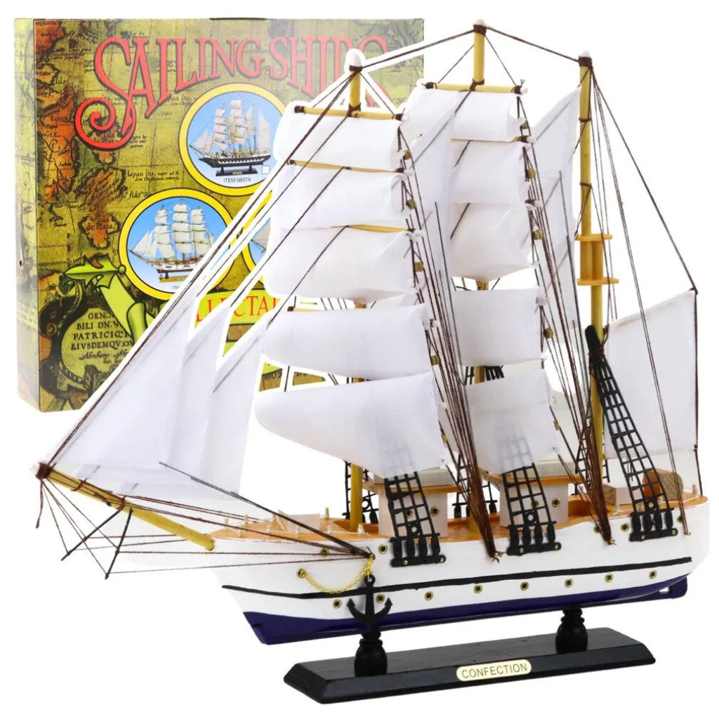 Frégate Blanche Décorative 49x43cm - Maquette Voilier de Collection