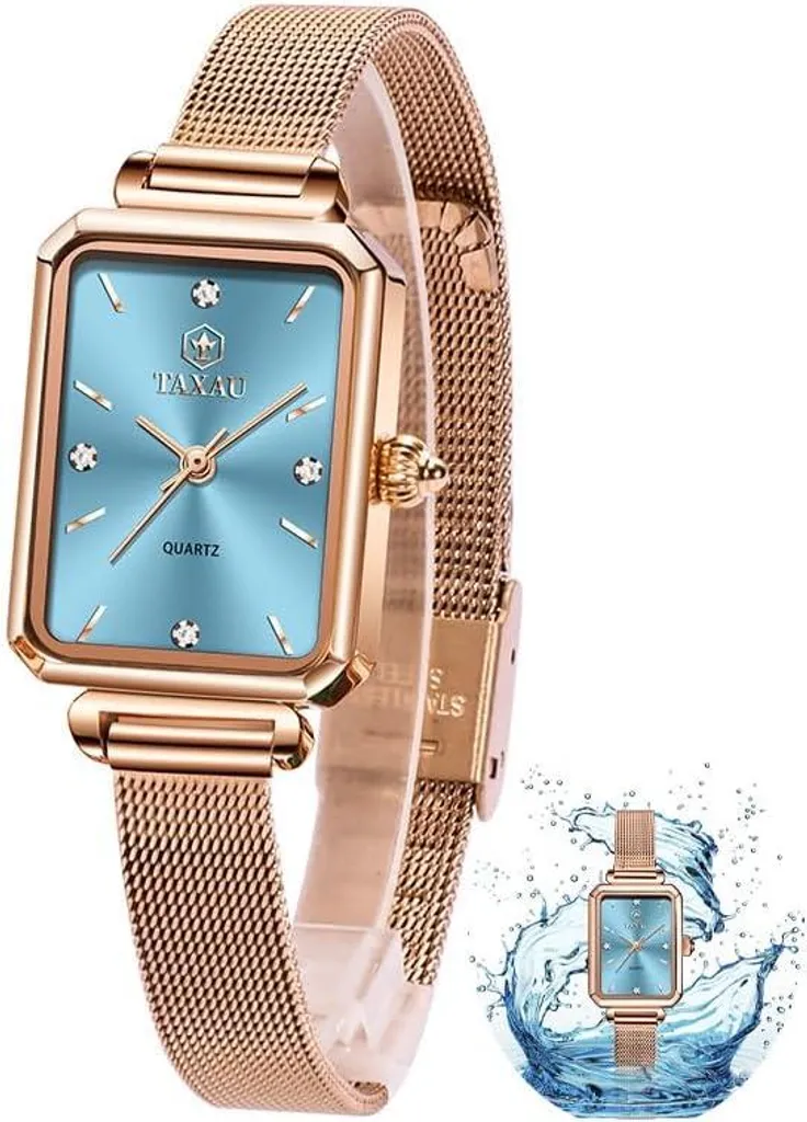 Orologio da donna al quarzo resistente all'acqua in oro rosa, vintage, squisito orologio da donna in acciaio inossidabile diamante, piccolo orologio da polso da donna