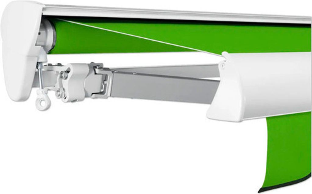 SOLUNA Halbkassettenmarkise Classic 4,5x3,5 Dessin S2246 Gestell E6EV1 silber eloxiert Antrieb links inkl. Kurbel