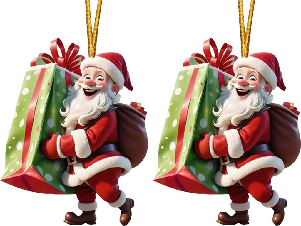 2/7 Stücke Weihnachten Weihnachtsmann Hängende Dekoration Urlaub Party Winter Weihnachtsbaum 2D Flache Acryl Cartoon Weihnachtsmann Hängende Ver...