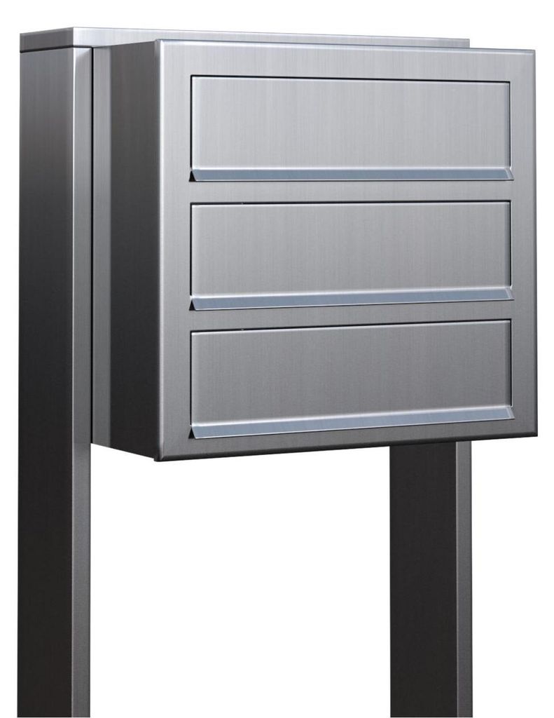 Briefkastenanlage Cube for Three in Edelstahl Produktbild 