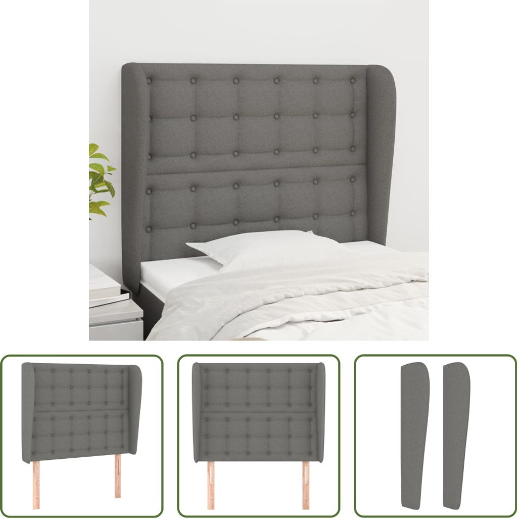The Living Store Kopfteil mit Ohren Dunkelgrau Produktbild 