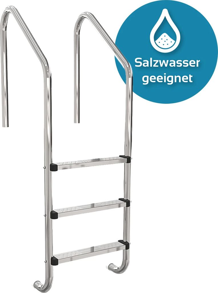 Einstiegsleiter Edelstahl V4A | weites Modell | 3 Edelstahlstufen