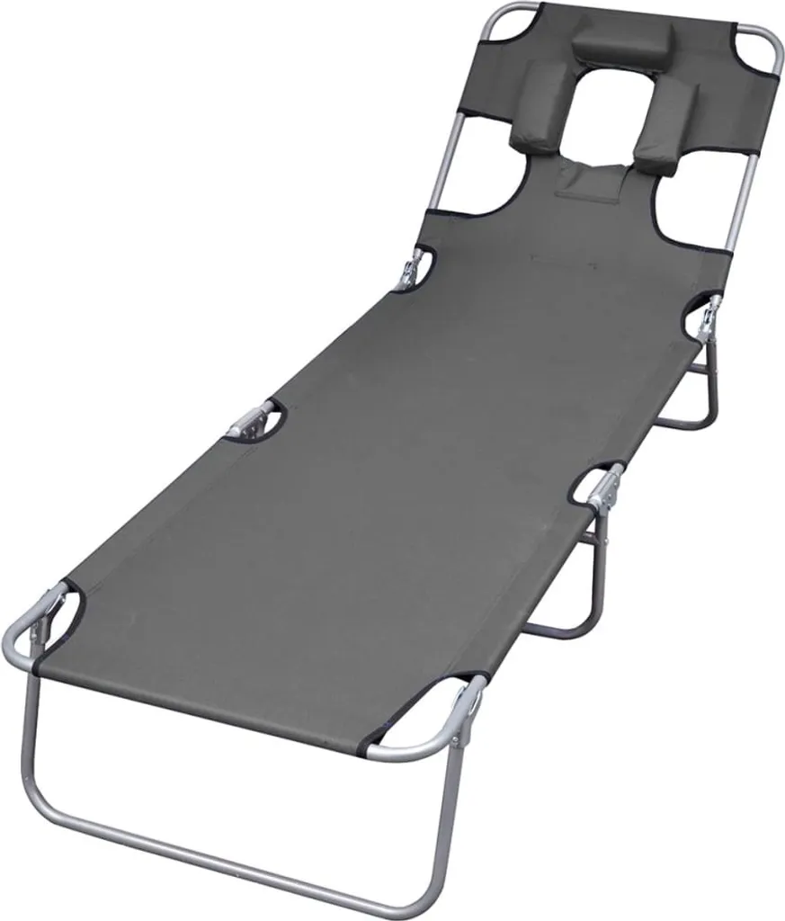Lettino da Sole Maison Exclusive Pieghevole Grigio Design Ergonomico