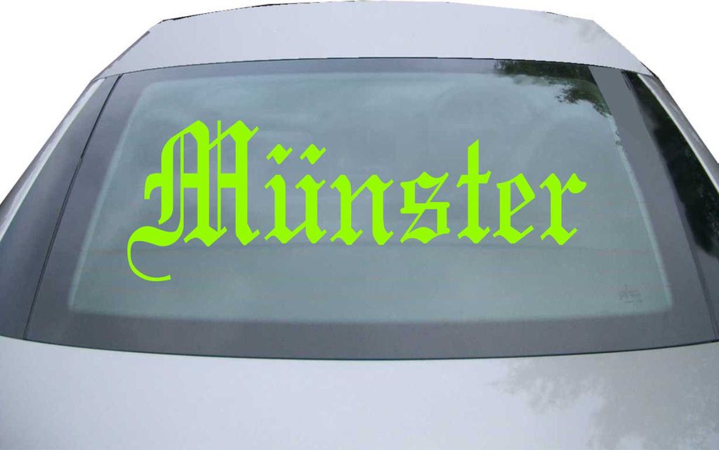 Indigos UG - Aufkleber Heckscheibe & Motorklappe DE6548 - neongrün - 600x210 mm - Stadt Münster - Auto Scheiben Fenster Heckklappe Tuning Racing ...