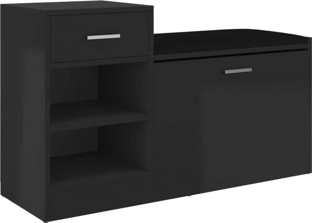 vidaXL Schuhbank Hochglanz-Schwarz 94,5x31x57 cm Holzwerkstoff