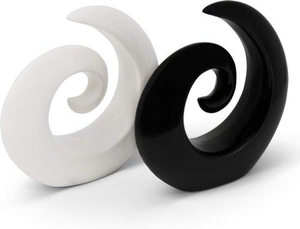 Moderne Keramikdekorationen - Stilvolle Schmuckfiguren - 2 Teile - Schwarz-Weiß-Keramik - 16 cm
