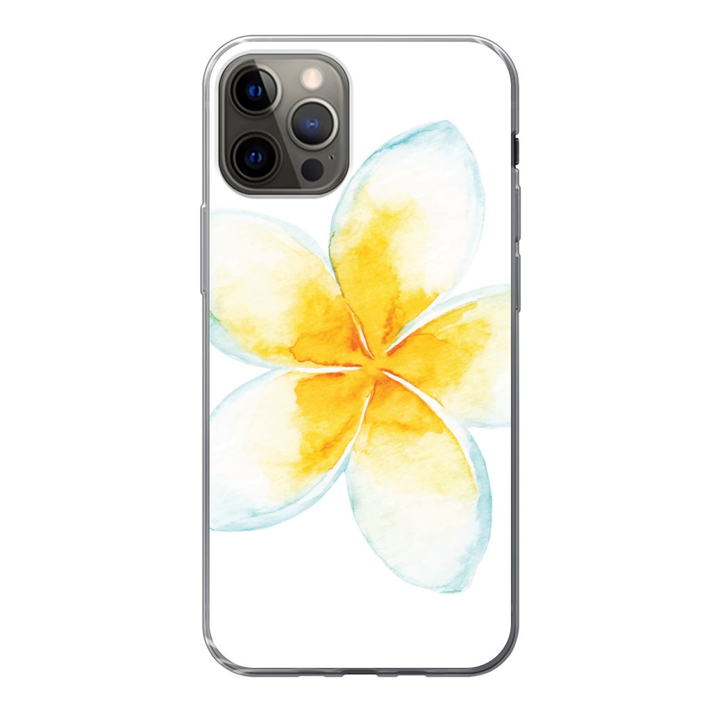 MuchoWow Handyhülle Schutzhülle Hülle für iPhone 12 Pro Aquarellfarbe - Blume - Tropisch Silikon Softcase Handy Hülle - Abdeckung