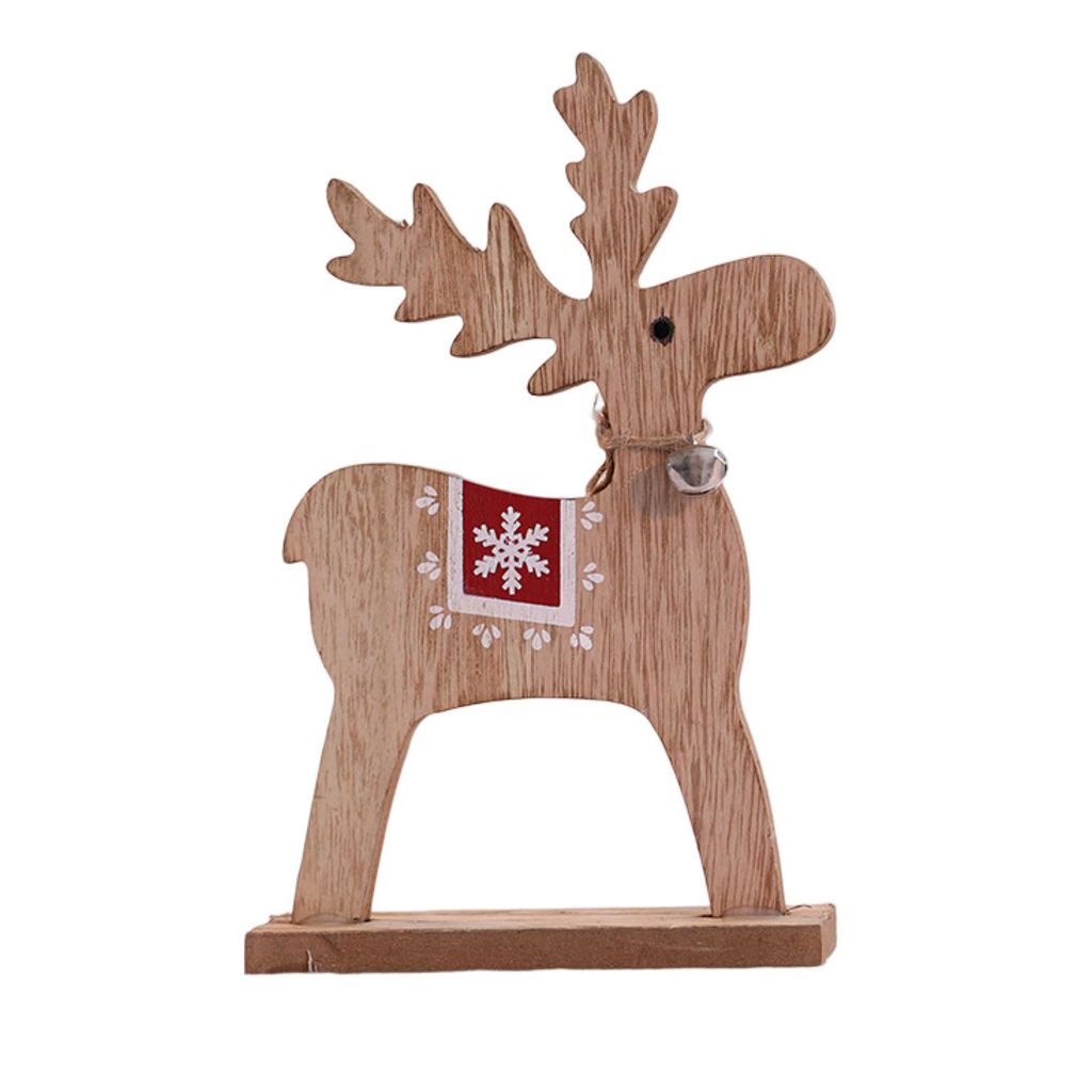 hölzerne Hirschschmuck Burr dekorative tragbare Weihnachtsfestigkeit Home Office Neujahrsdekoration für das tägliche Leben-Rot ,Größen:L