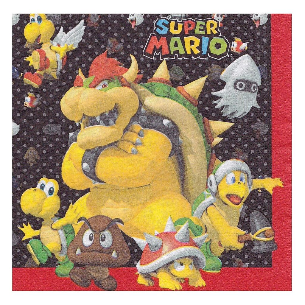 Serviettes d'anniversaire Super Mario - 33 cm - 20 pcs. Image du produit 