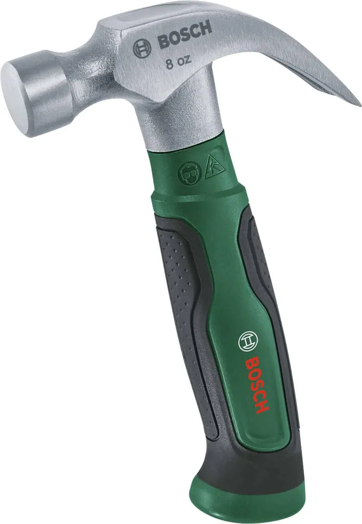 Bosch Claw Hammer 225g (hard carbon steel V-shaped claw puller soft grip handle low vibration)