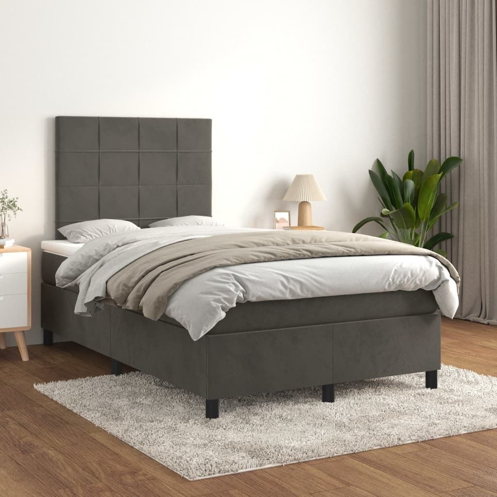 Maison Exclusive - Boxspringbett mit Matratze Dunkelgrau 120x200 cm Samt