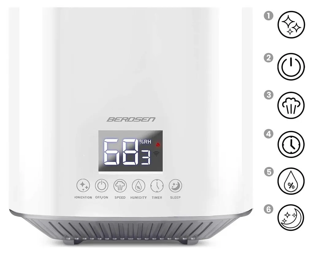 Humidificateur d'air maison Berdsen BD-502 blanc avec diffuseur brume - 14