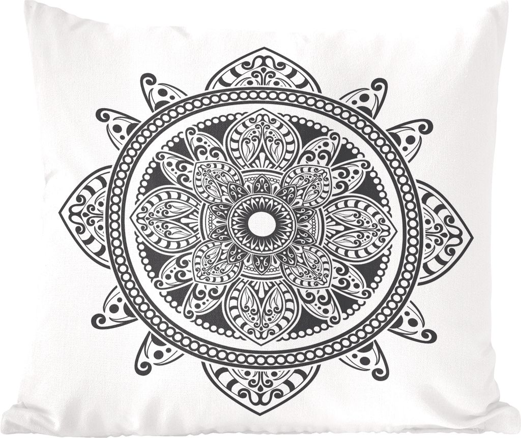 MuchoWow Zierkissen Sofakissen Wohnzimmer Dekokissen 60x60 cm Mandala Blumenmuster - Sitzfläche - Foto Polster