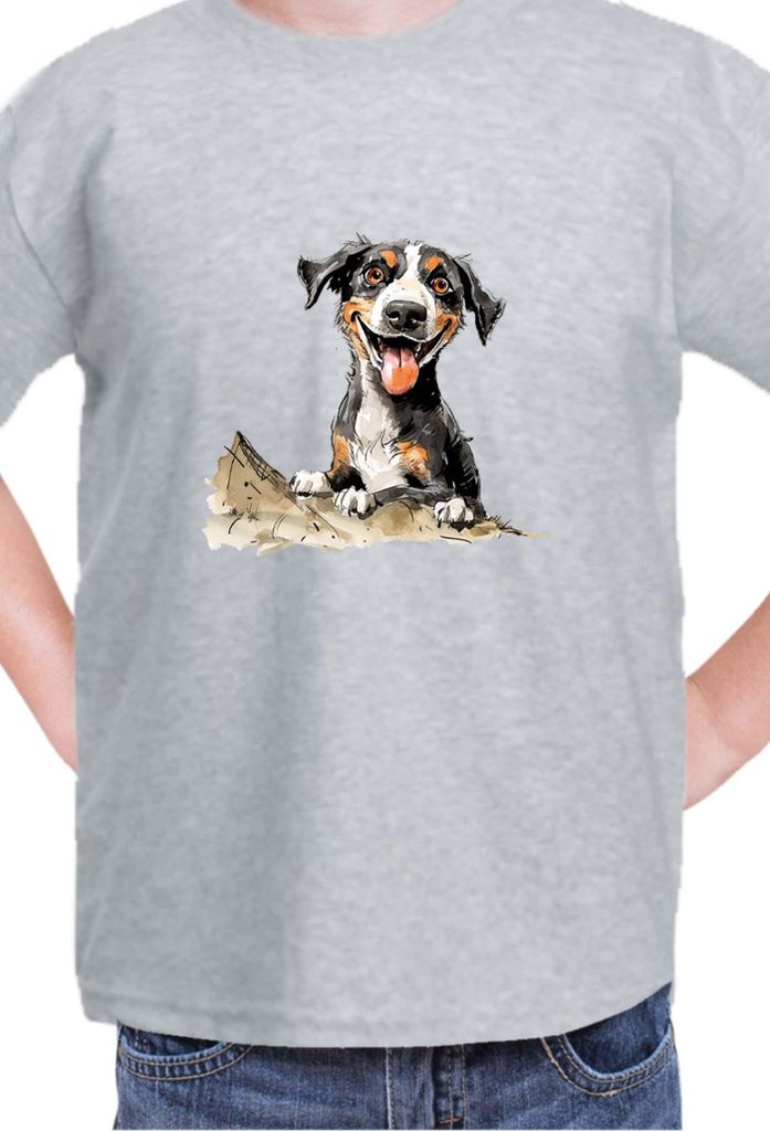 Kinder T-Shirt Funny Dogs Breeds Entlebucher Mountain Dog Breed Dog Breed, 5-6 Jahr - 116 / Grau