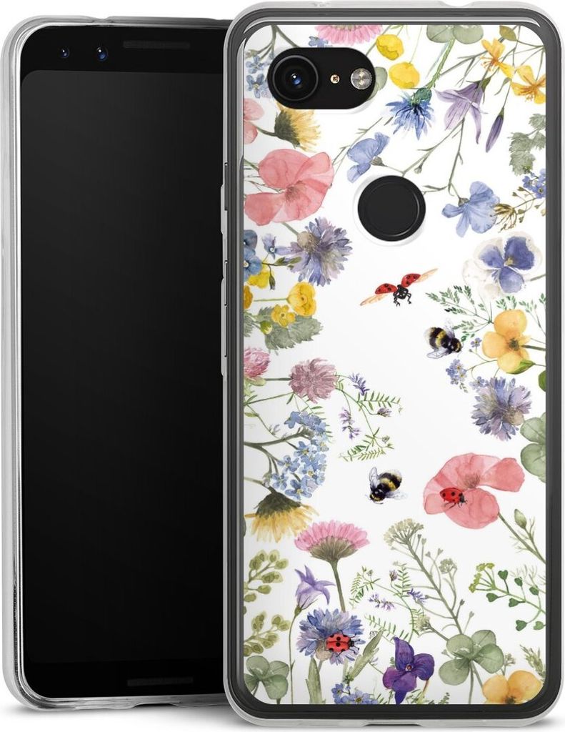 DeinDesign Slim Hülle für Google Pixel 3a Silikon Case Ultra Dünn Handyhülle Biene Blumen Muster