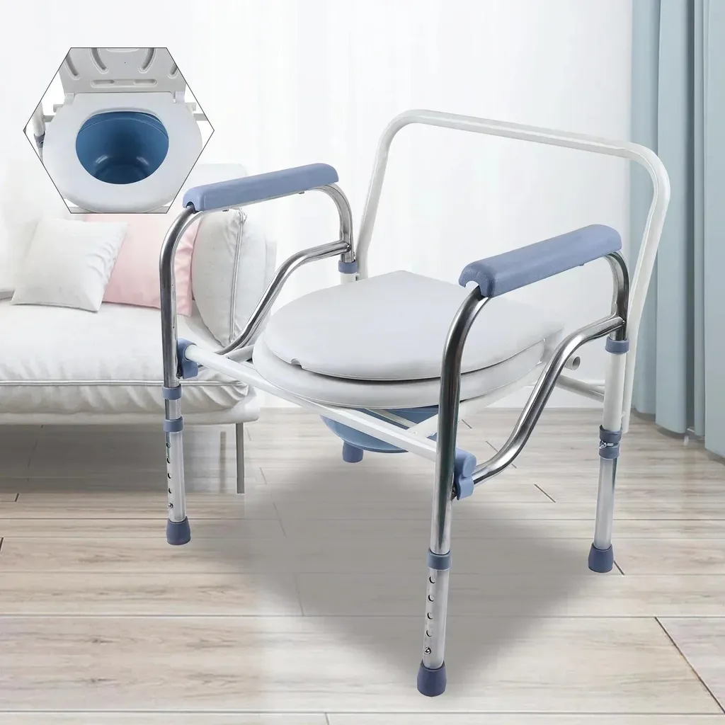 Chaise de commode inox 150kg blanche - Hauteur ajustable 65-75 cm - 10