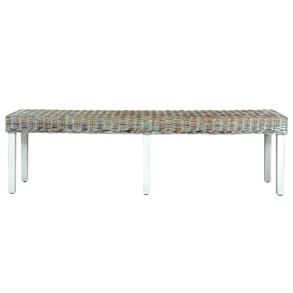 Banc Robuste 160 cm en Bois de Manguier et Rotin pour une Entrée Chic