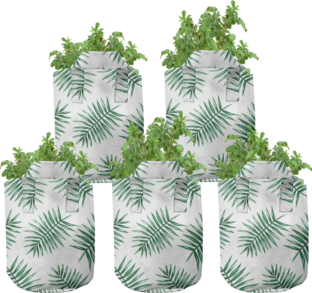 ABAKUHAUS Pots de culture verts 7 gallons avec poignées, Lot de 5 unités
