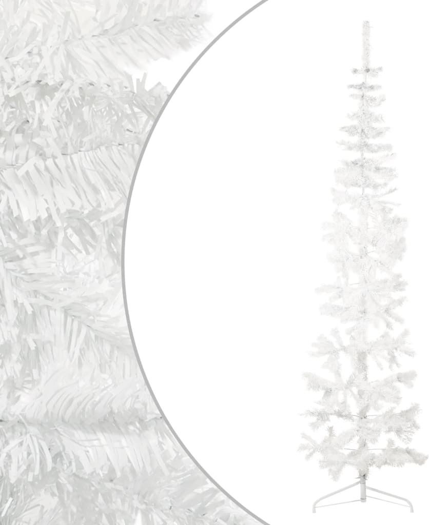 Künstlicher Halb-Weihnachtsbaum mit Ständer Schlank Weiß 210 cm