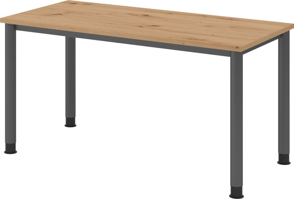 bümö Schreibtisch Serie-H (Mini) - Nachbildung: Asteiche, Gestell: Graphit, Größe: 140 x 67,2 cm