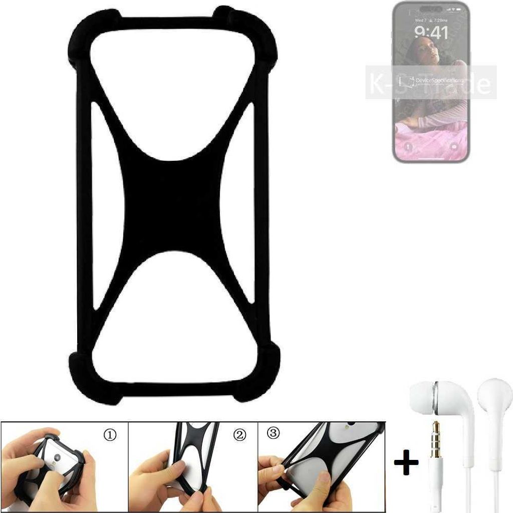 K-S-Trade Handy-Hülle + headphones kompatibel mit Apple iPhone 14 Pro Max Schutz-Hülle Bumper Silikon Cover Case Silikoncase Silikonbumper TPU
