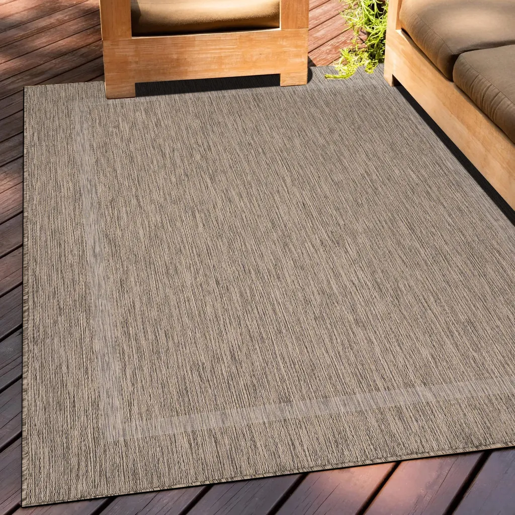 Tapis Outdoor Résistant Intempéries 200x290 cm Marron Lavable Sol - 2