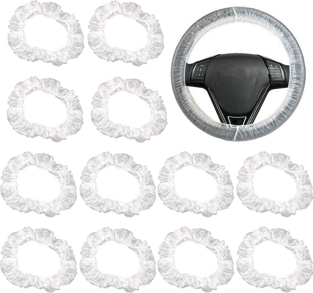100pcs Steering Wheel Cover Plastic Steering Wheel Cover Transparent Steering Wheel Cover Plastic Reusable Steering Wheel Protector for Car Univers...