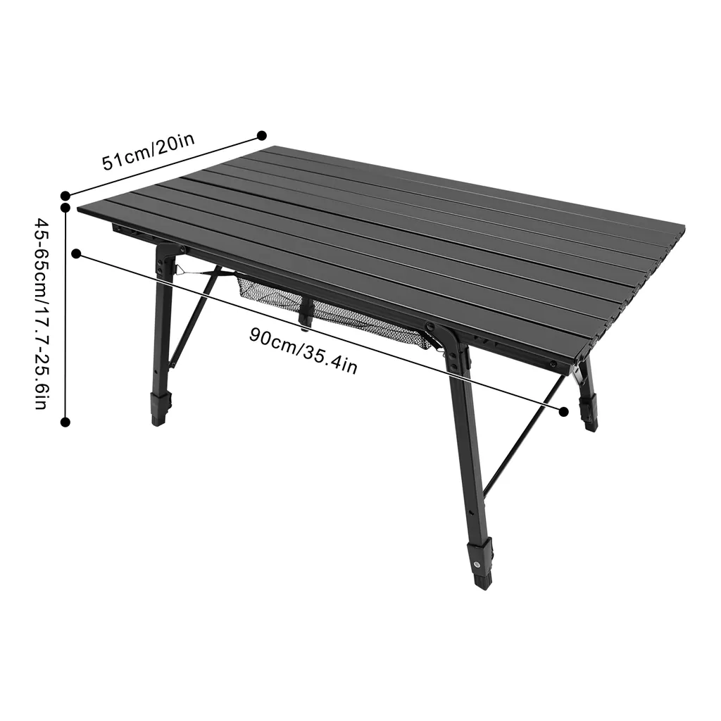 Table de camping stable sur sol irrégulier, pliante et réglable, noire - 8