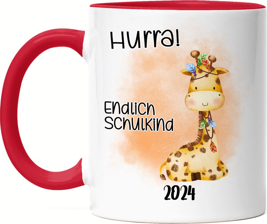 Endlich Schulkind 2024 Giraffe Tasse Rot 1. Schultag 2024 Einschulung Schulanfang Schuleinführung