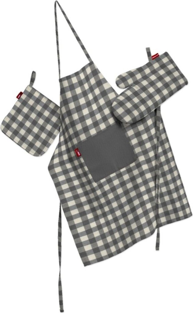 Küchenset: Schürze, Handschuh, Topflappen