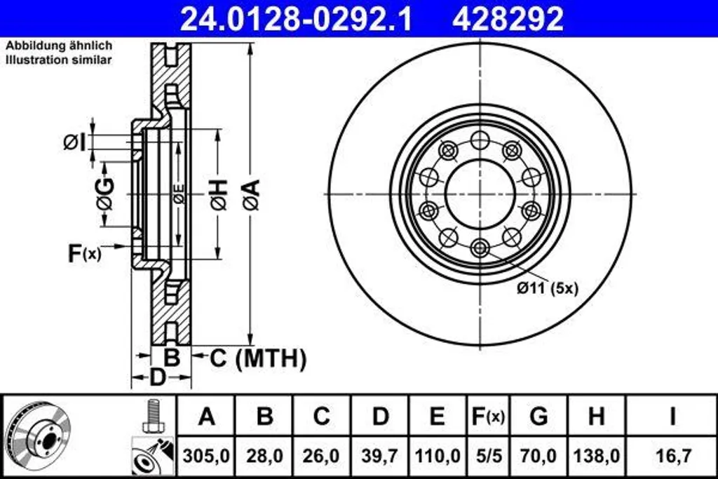 Disque de frein avant ventilé compatible Jeep Compass et Fiat 500X