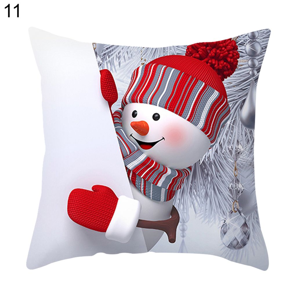 Kissenbedeckung Weihnachtsdruck Premium Craft Polyester Schneemann Kissen Beschützer Autodekoration-11