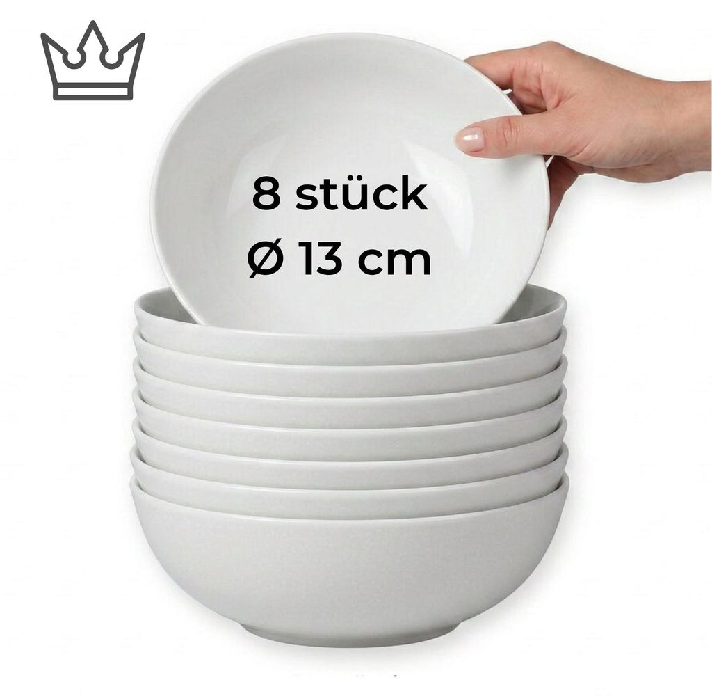 8er-Set Premium Porzellan Schüssel Ø13 cm – Elegante Schale für feine Vorspeisen und Beilagen