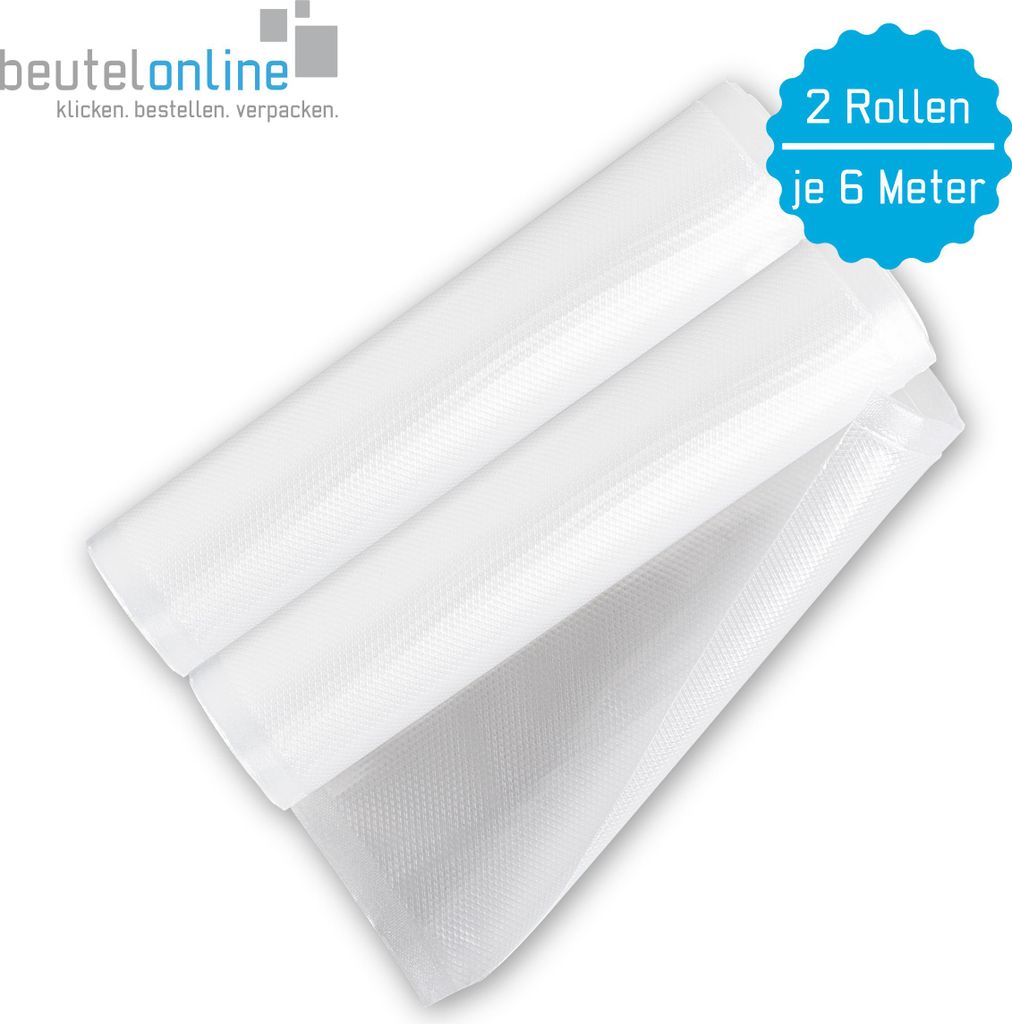 Vakuumrolle goffriert Lebensmittel 300 x 6000 mm Vakuumfolie 2 Rollen