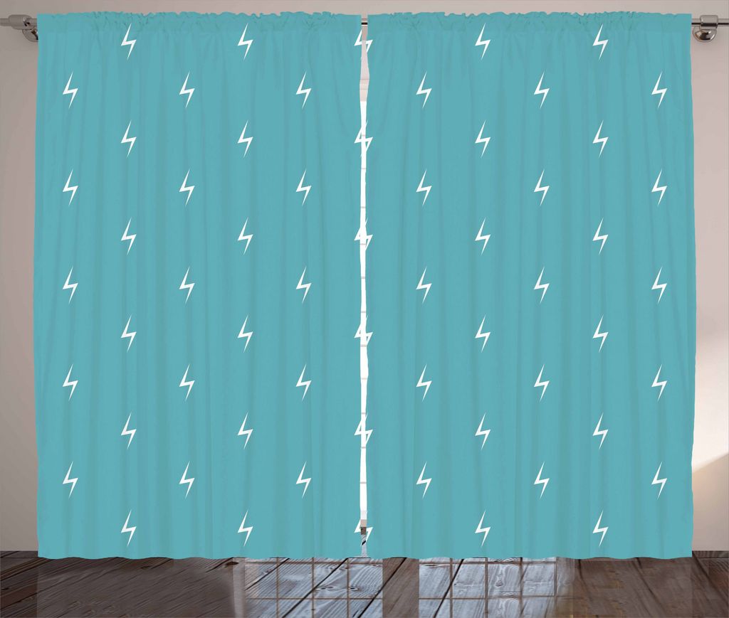 ABAKUHAUS Teal Rustikaler Gardine, Einfache Donner Arrows, Schlafzimmer Kräuselband Vorhang mit Schlaufen und Haken, 280 x 175 cm, Teal und Weiß