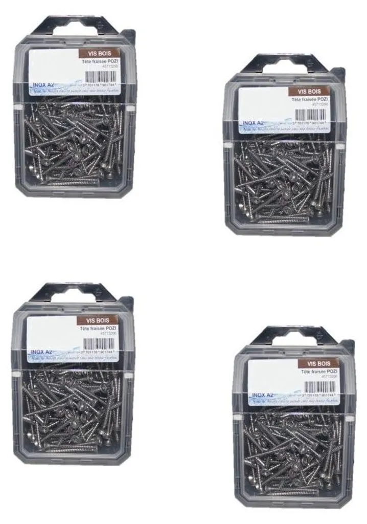 Vis à bois Inox A2 4x20 mm antirouille pour fixation durable en extérieur