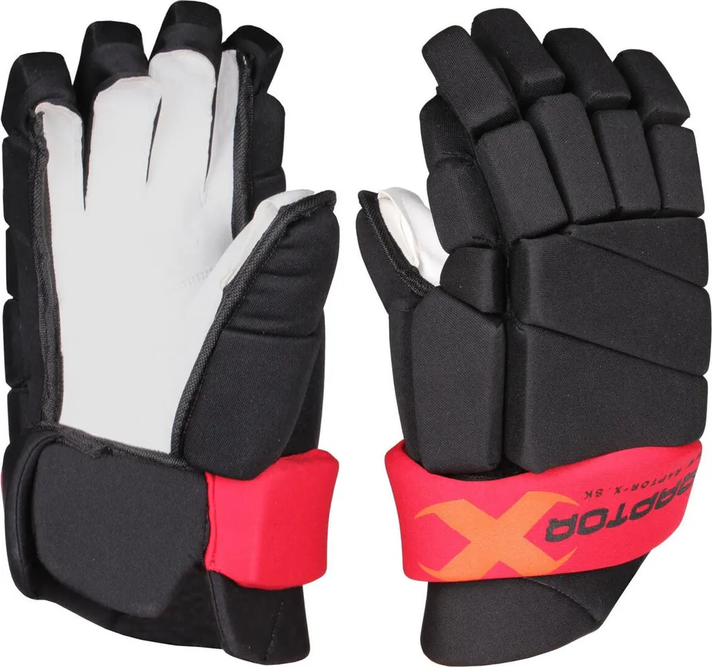 Gants de hockey Raptor SR noir et rouge - Protection Senior Elite